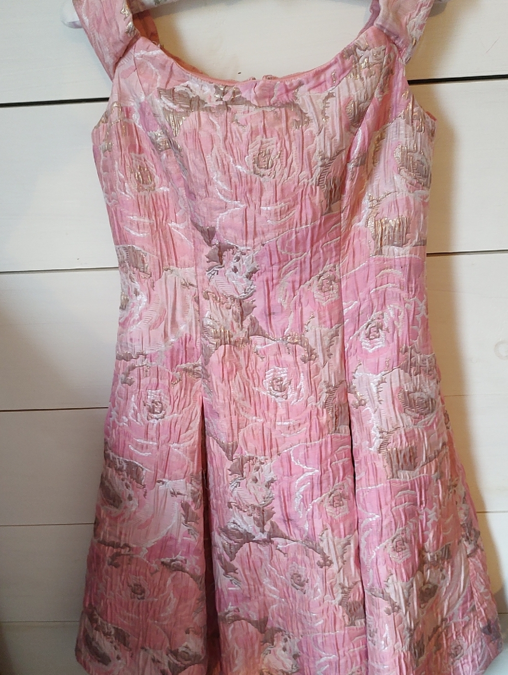 Aidan Mattox Pink and Gold Floral Fit-and-Flare Dress Size 4